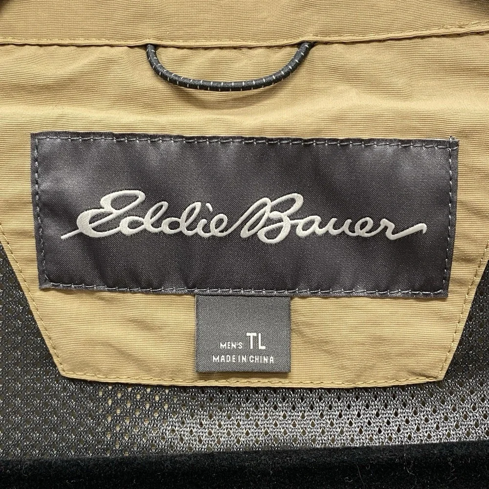 Eddie Bauer 100% Nylon Tan Vest Men's TL Large Tall‎ Multi Pocket Travel Fishing